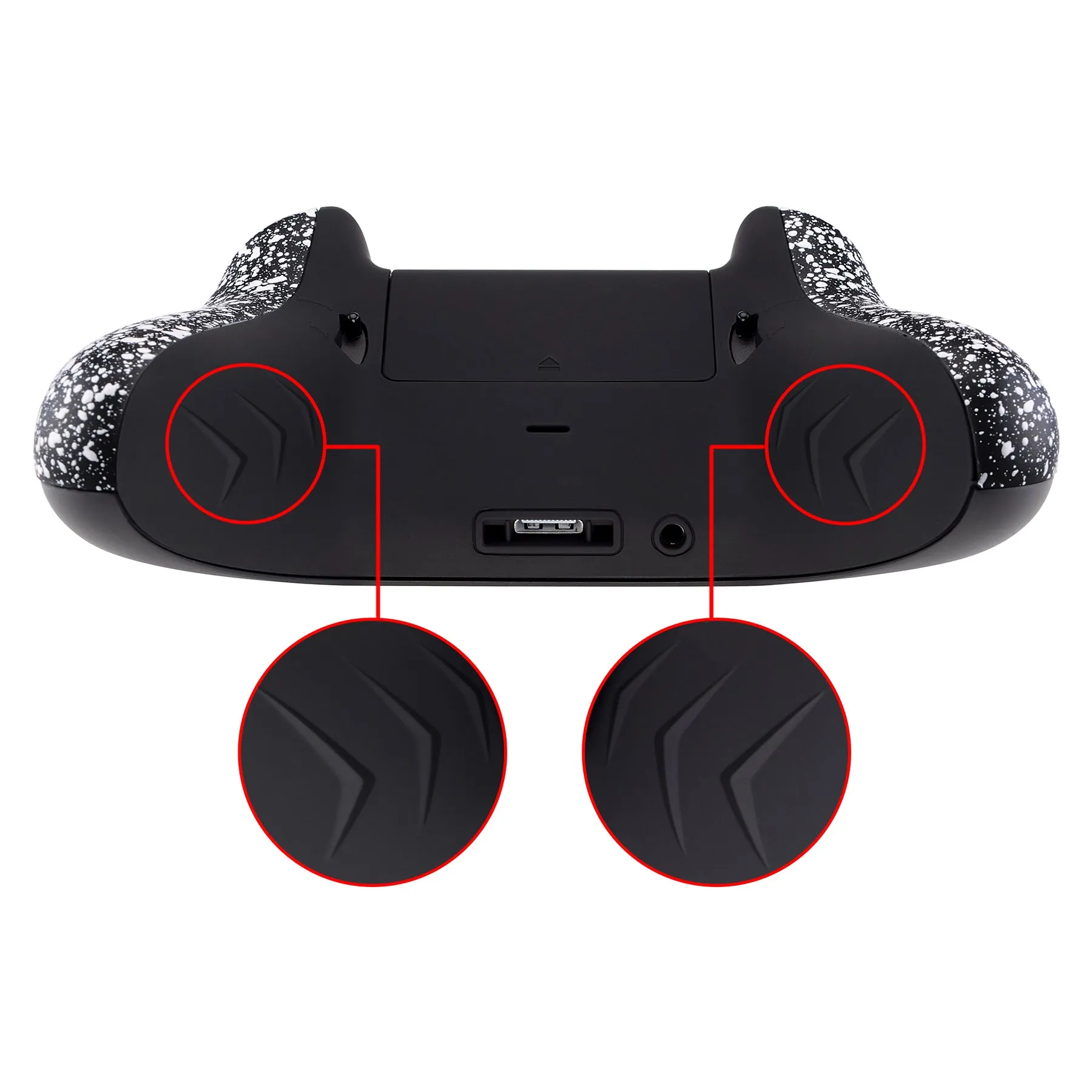 eXtremeRate Textured White FlashShot Trigger Stop Bottom Shell Kit for Xbox One S & One X Controller, Redesigned Back Shell & Handle Grips & Dual Trigger Locks for Xbox One S X Controller Model 1708 - X1GZ004