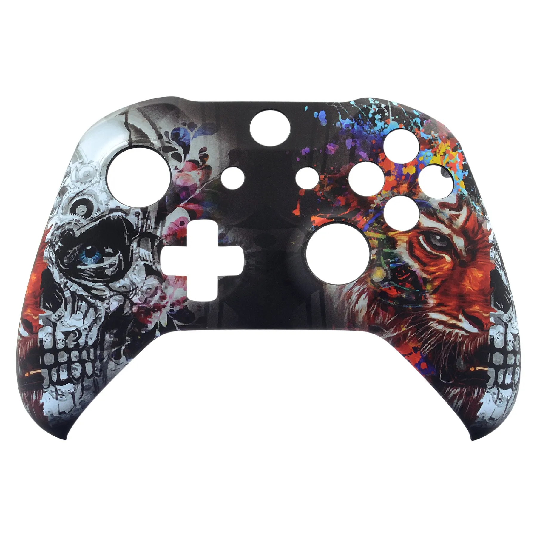 eXtremeRate Tiger Skull Soft Touch Grip Front Housing Shell, Comfortable Faceplate Cover Replacement Kit for Xbox One S & Xbox One X Controller - SXOFT22X