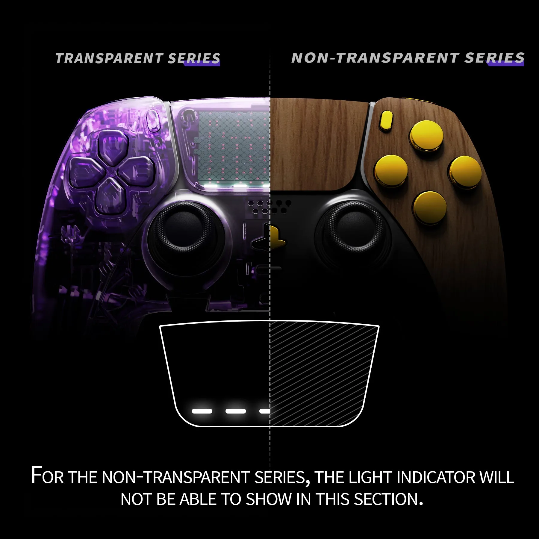 eXtremeRate Wood Grain Full Set Housing Shell with Buttons Touchpad Cover Compatible with ps5 Edge Controller, Custom Replacement Decorative Trim Shell Front Back Plates Compatible with ps5 Edge Controller - QRHEGS001