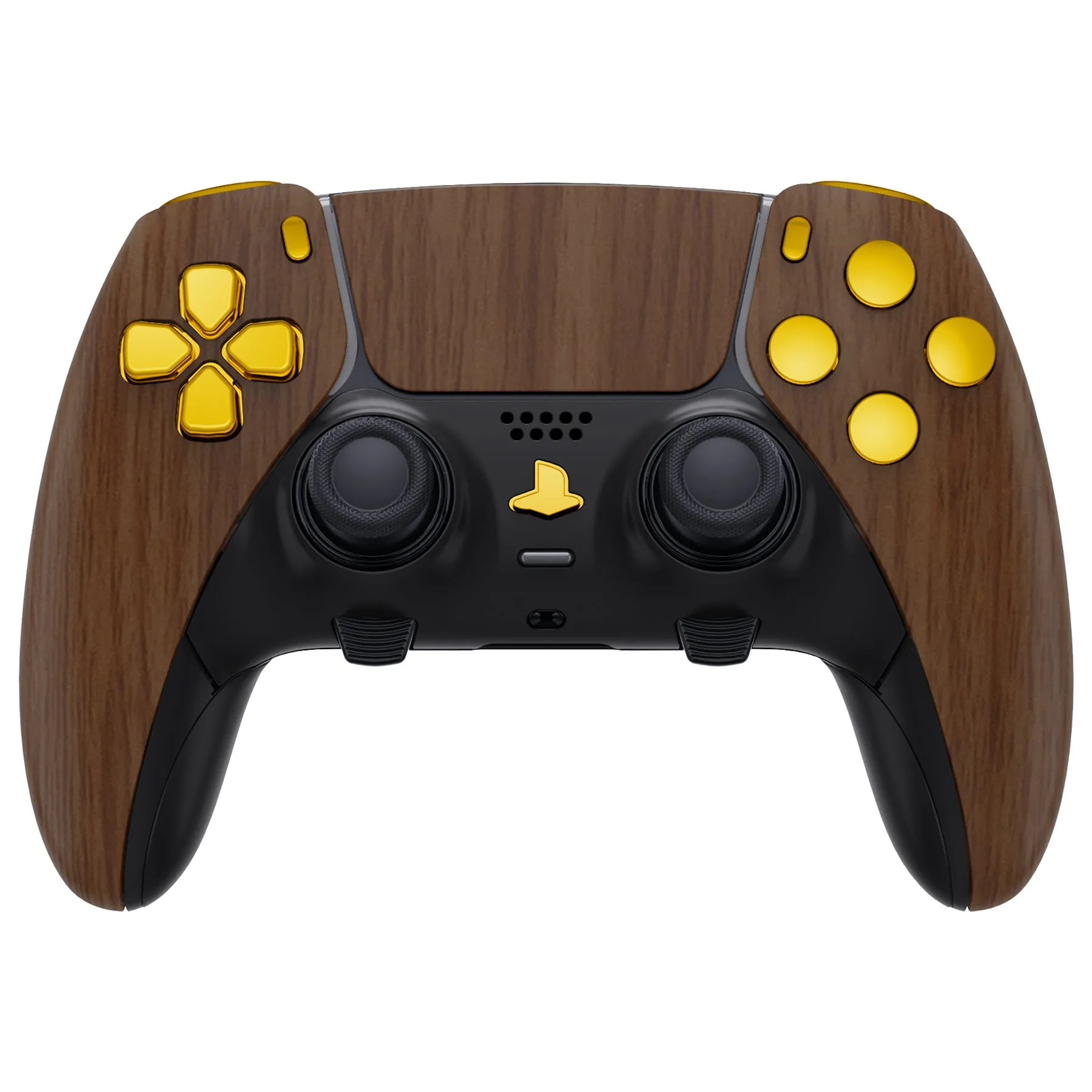 eXtremeRate Wood Grain Full Set Housing Shell with Buttons Touchpad Cover Compatible with ps5 Edge Controller, Custom Replacement Decorative Trim Shell Front Back Plates Compatible with ps5 Edge Controller - QRHEGS001