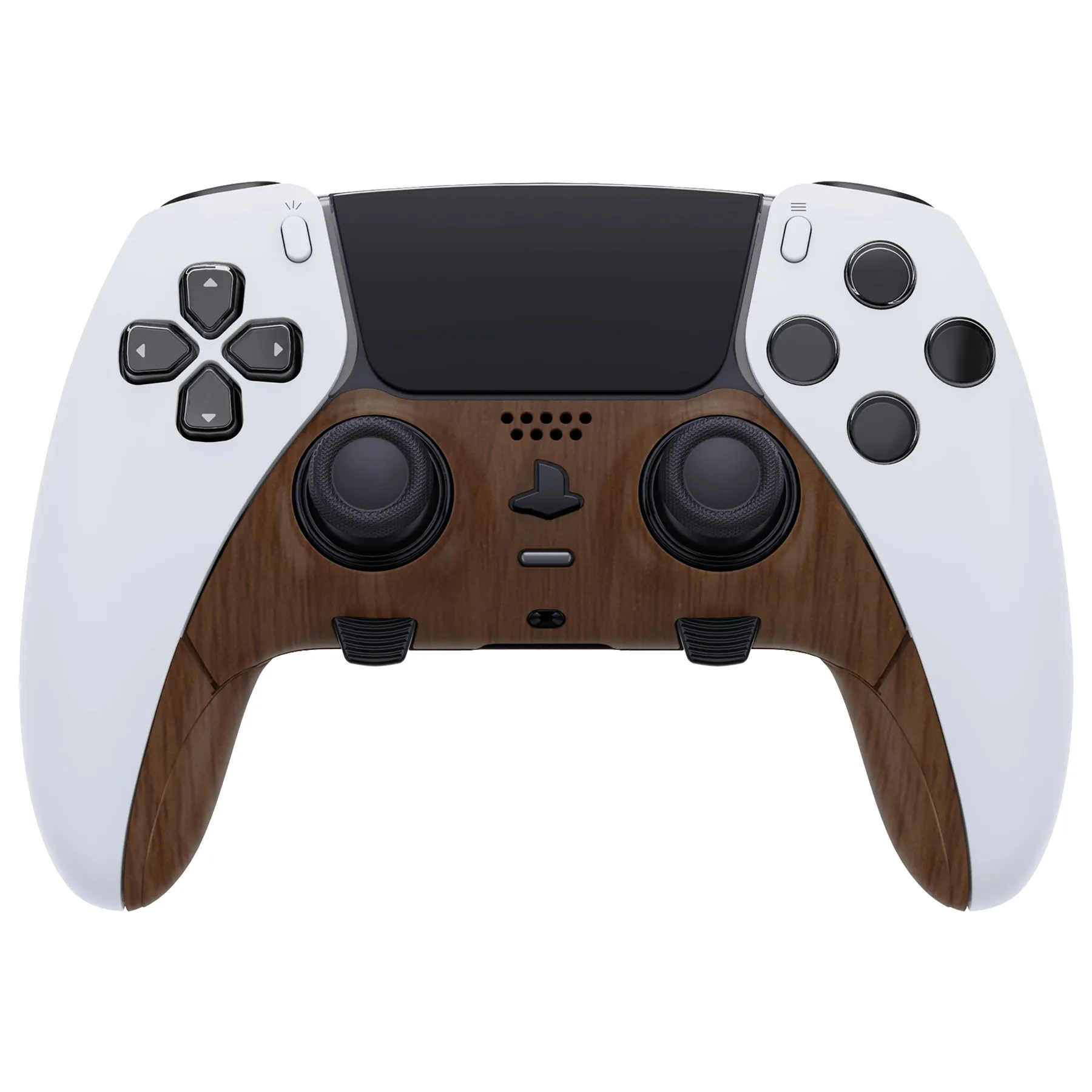 eXtremeRate Wood Grain Top Bottom Decorative Trim Shell Compatible with ps5 Edge Controller DIY Replacement Front Back Clip Shell, Custom Plates Cover Compatible with ps5 Edge Controller - CXQEGS001