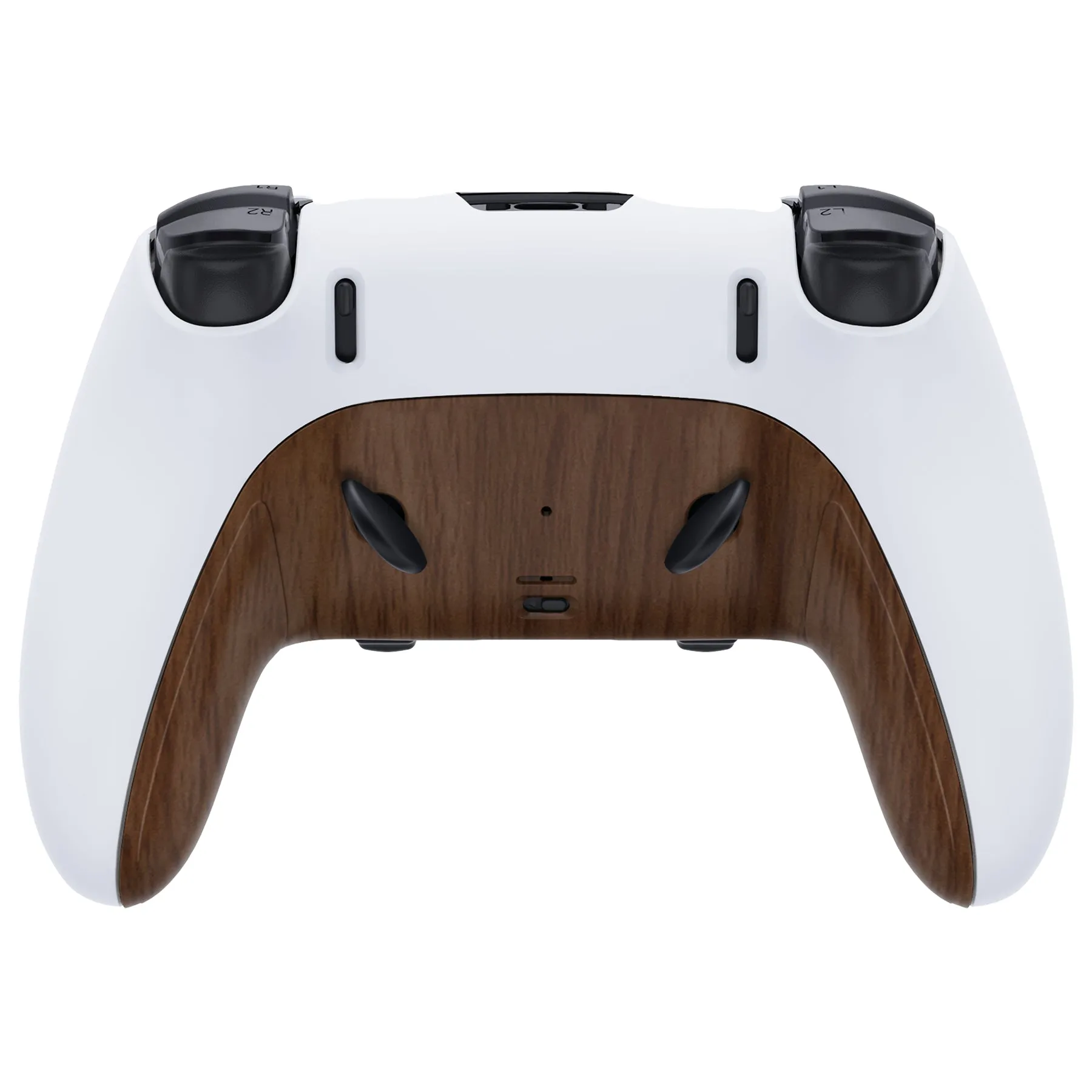 eXtremeRate Wood Grain Top Bottom Decorative Trim Shell Compatible with ps5 Edge Controller DIY Replacement Front Back Clip Shell, Custom Plates Cover Compatible with ps5 Edge Controller - CXQEGS001