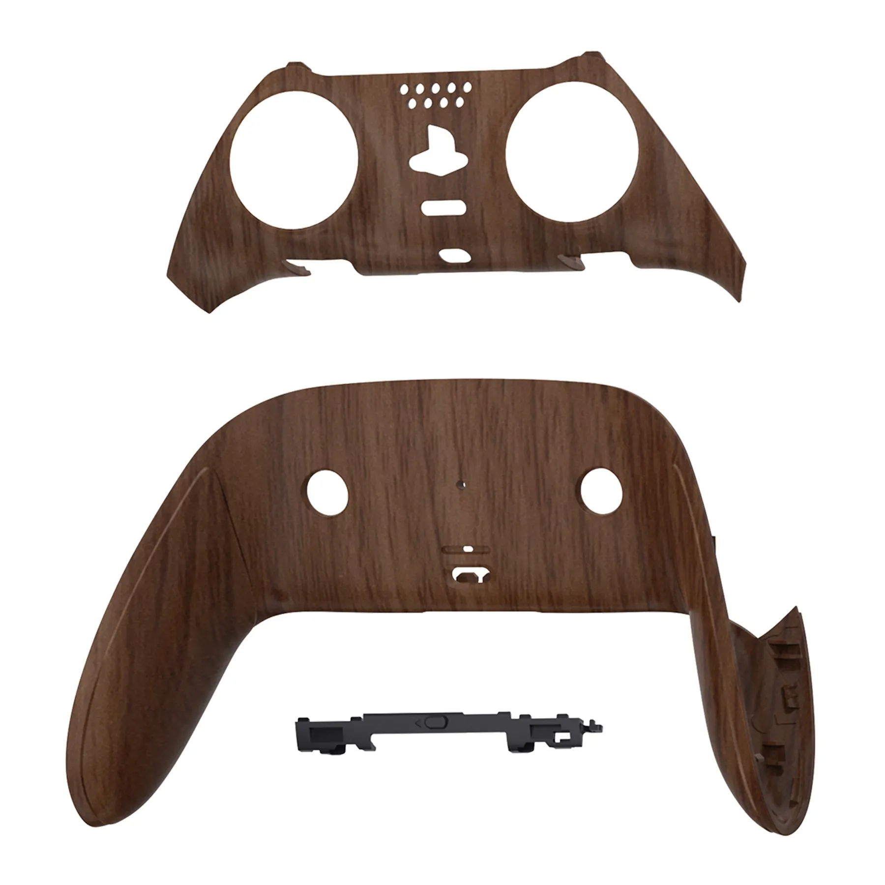 eXtremeRate Wood Grain Top Bottom Decorative Trim Shell Compatible with ps5 Edge Controller DIY Replacement Front Back Clip Shell, Custom Plates Cover Compatible with ps5 Edge Controller - CXQEGS001