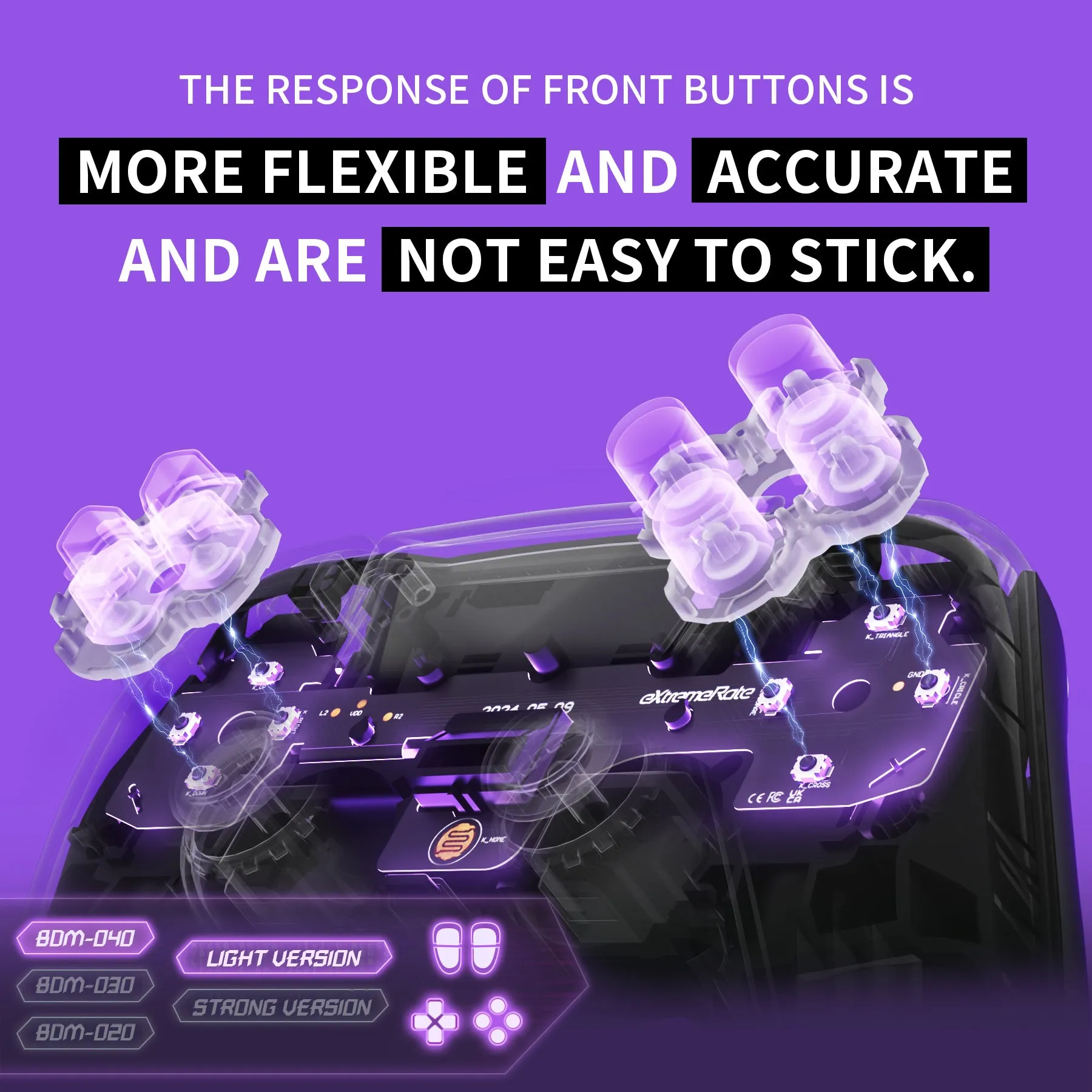 eXtremeRate Light Version Whole Clicky Kit for PS5 Controller BDM-040 Shoulder Face Dpad Buttons, Micro Switch L2R2 Clicky Hair Trigger Kit & Tactile L1R1 Face Buttons Mouse Click for PS5 Controller - PFMD018