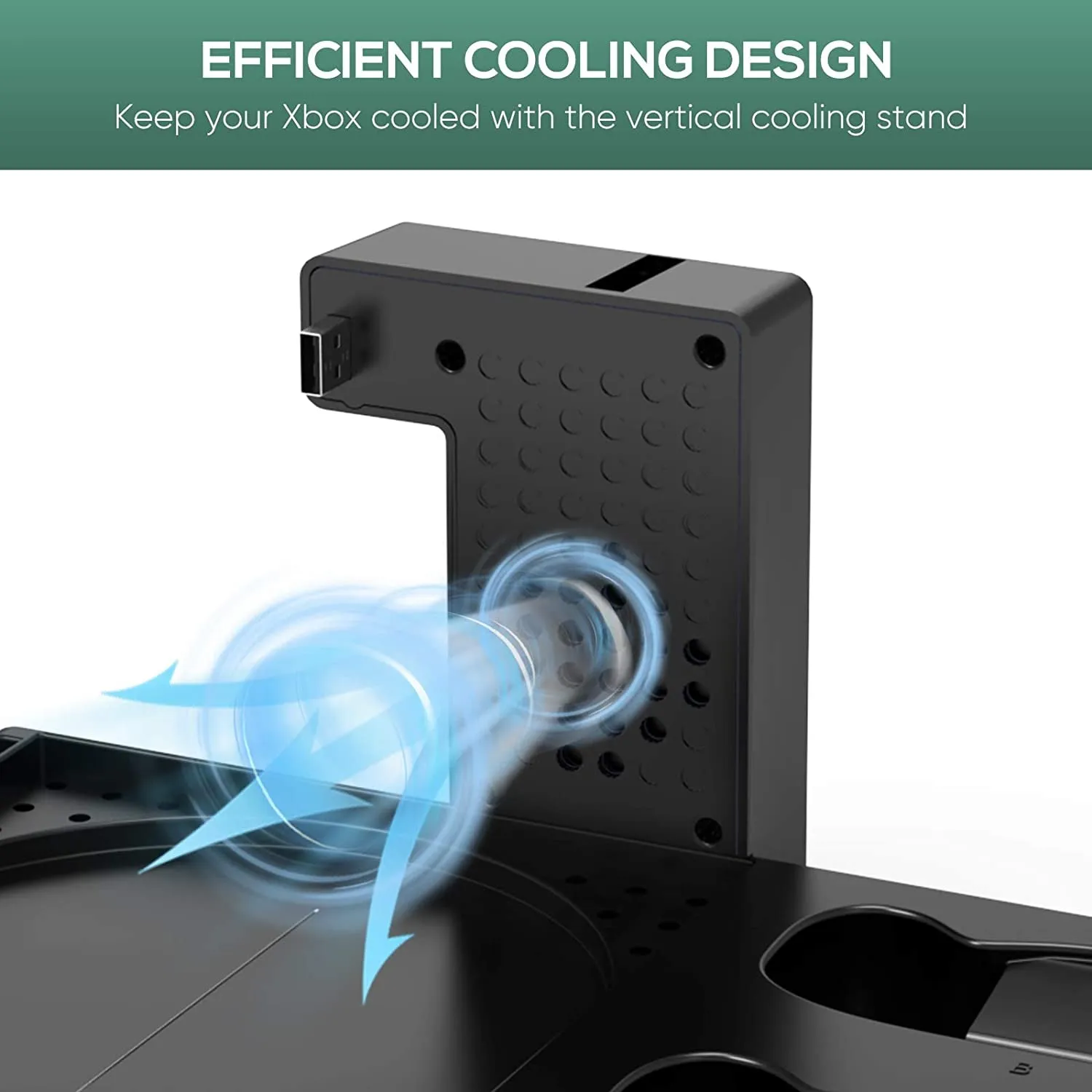 FASTSNAIL Vertical Stand Cooling Fan for Xbox Series X with 2 Pack 1400Mah Rechargeable Batteries, Charging Station for Xbox Series X/S Controller with Game Slot and Headset Stand-Not for Xbox One S/X