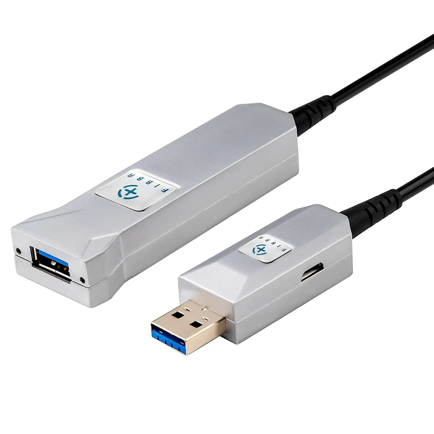 FIBBR Fiber Optic USB Type A 3.0 Male to Female Active Extension Cable (50 Ft)