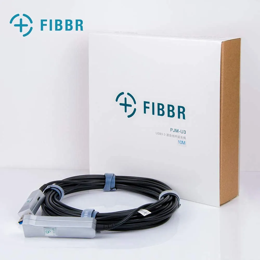 FIBBR Fiber Optic USB Type A 3.0 Male to Female Active Extension Cable (50 Ft)
