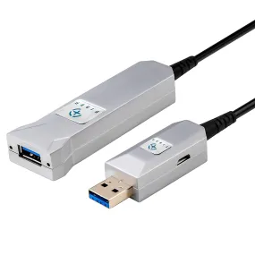 FIBBR Fiber Optic USB Type A 3.0 Male to Female Active Extension Cable (50 Ft)