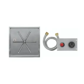 Firegear 20" Stainless Steel Square Pan Gas Fire Pit Insert FPB-20SBSTMSI-N