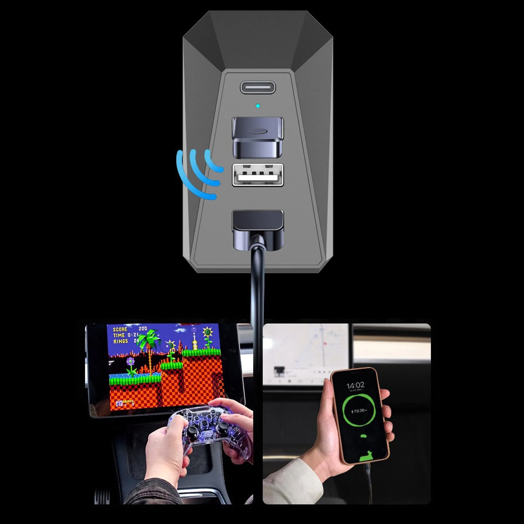 Glove Box USB Hub Multifunctional Docking For Tesla Model 3 / Y & Model 3 Highland