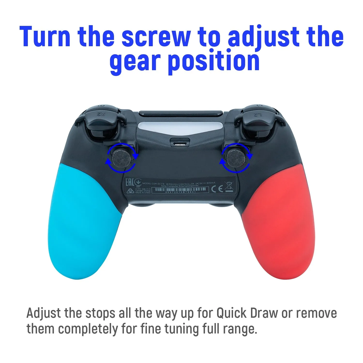 Good Feeling FPS Trigger Stop & Grip Cover for PS4 Controller Honcam Handle Grip Shell for  Dualshock 4 for Gamer - Red & Blue