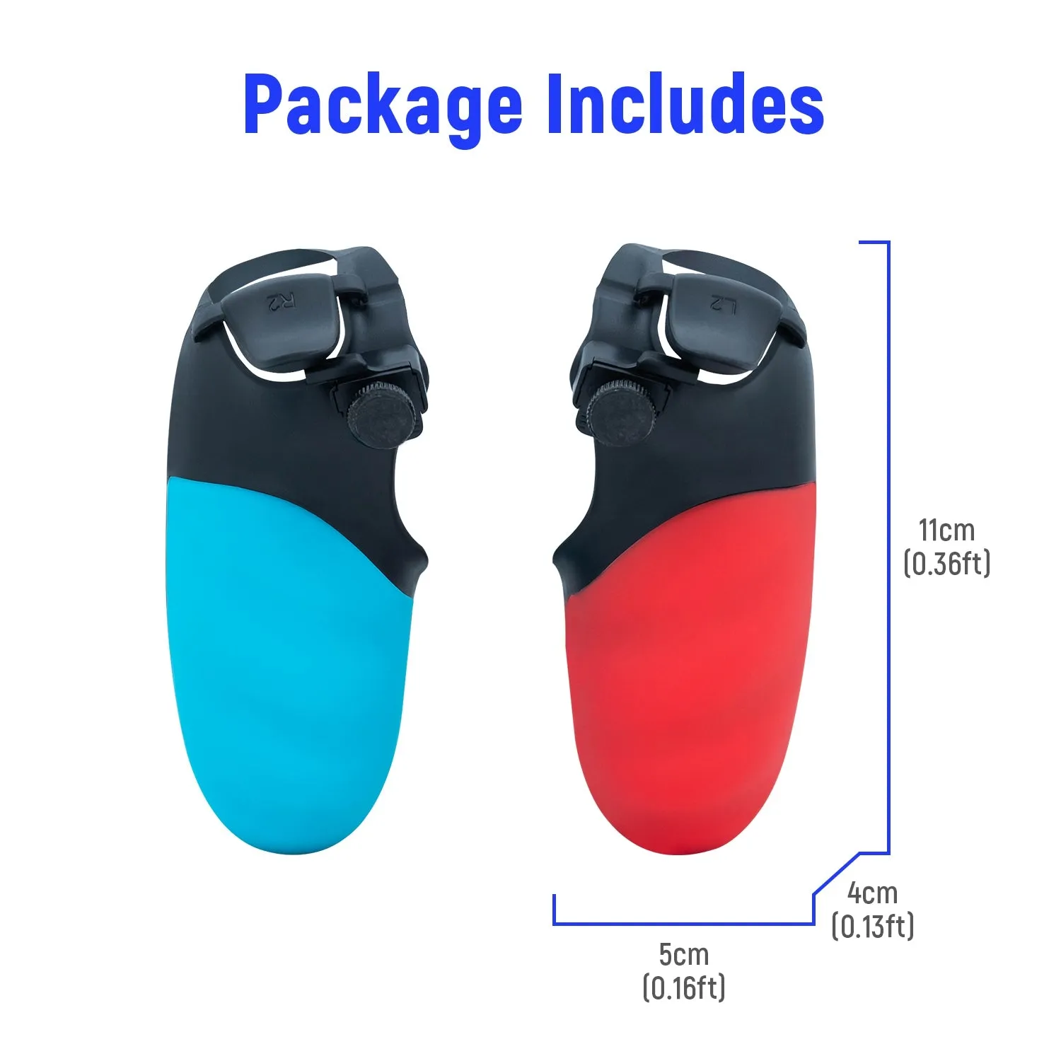 Good Feeling FPS Trigger Stop & Grip Cover for PS4 Controller Honcam Handle Grip Shell for  Dualshock 4 for Gamer - Red & Blue