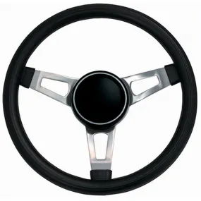 Grant Classic Nostalgia Steering Wheel - 15 in Diameter - 2.5 in Dish - 3-Spoke - Black Foam Grip - Nickel Plated