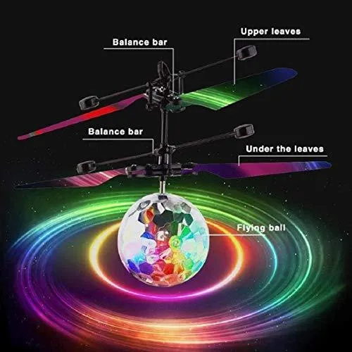 Hand Control Flying Ball with Motion Sensors and 3D Lights,Gravity Sensor Lights, Multi Infrared Induction RC Built-in LED Light Helicopter Toys