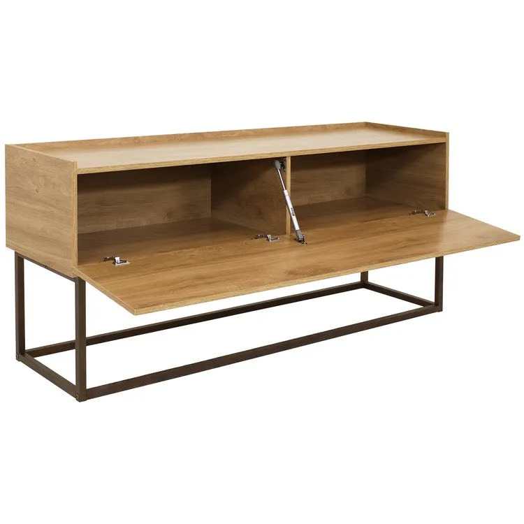 Industrial-Style MDP Indoor Sideboard Buffet Table with Powder-Coated Steel Frame - Brown