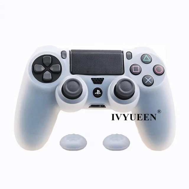 IVYUEEN Soft Silicone Rubber Case For Sony PlayStation Dualshock 4 PS4 DS4 Pro Slim Controller Skin Cover   2 Thumb Grips Caps