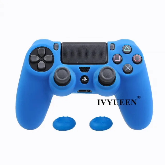 IVYUEEN Soft Silicone Rubber Case For Sony PlayStation Dualshock 4 PS4 DS4 Pro Slim Controller Skin Cover   2 Thumb Grips Caps
