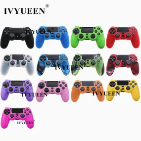 IVYUEEN Soft Silicone Rubber Case For Sony PlayStation Dualshock 4 PS4 DS4 Pro Slim Controller Skin Cover   2 Thumb Grips Caps