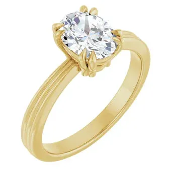 Lab-Grown Diamond Oval Double Claw Ring in 14k Gold