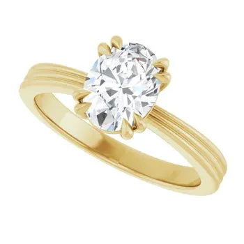 Lab-Grown Diamond Oval Double Claw Ring in 14k Gold