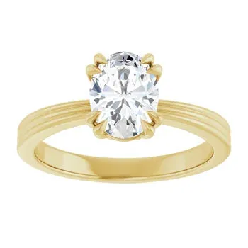 Lab-Grown Diamond Oval Double Claw Ring in 14k Gold
