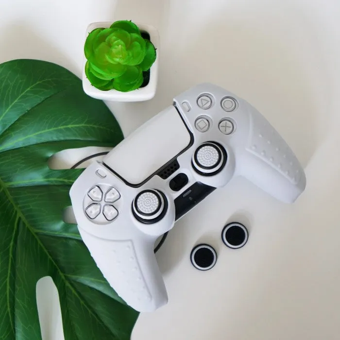 Mobilesteri Silicone Rubber Cover Skin Case & Thumb-Stick Grip Covers Set for PS5 Controllers (Twin Pack)