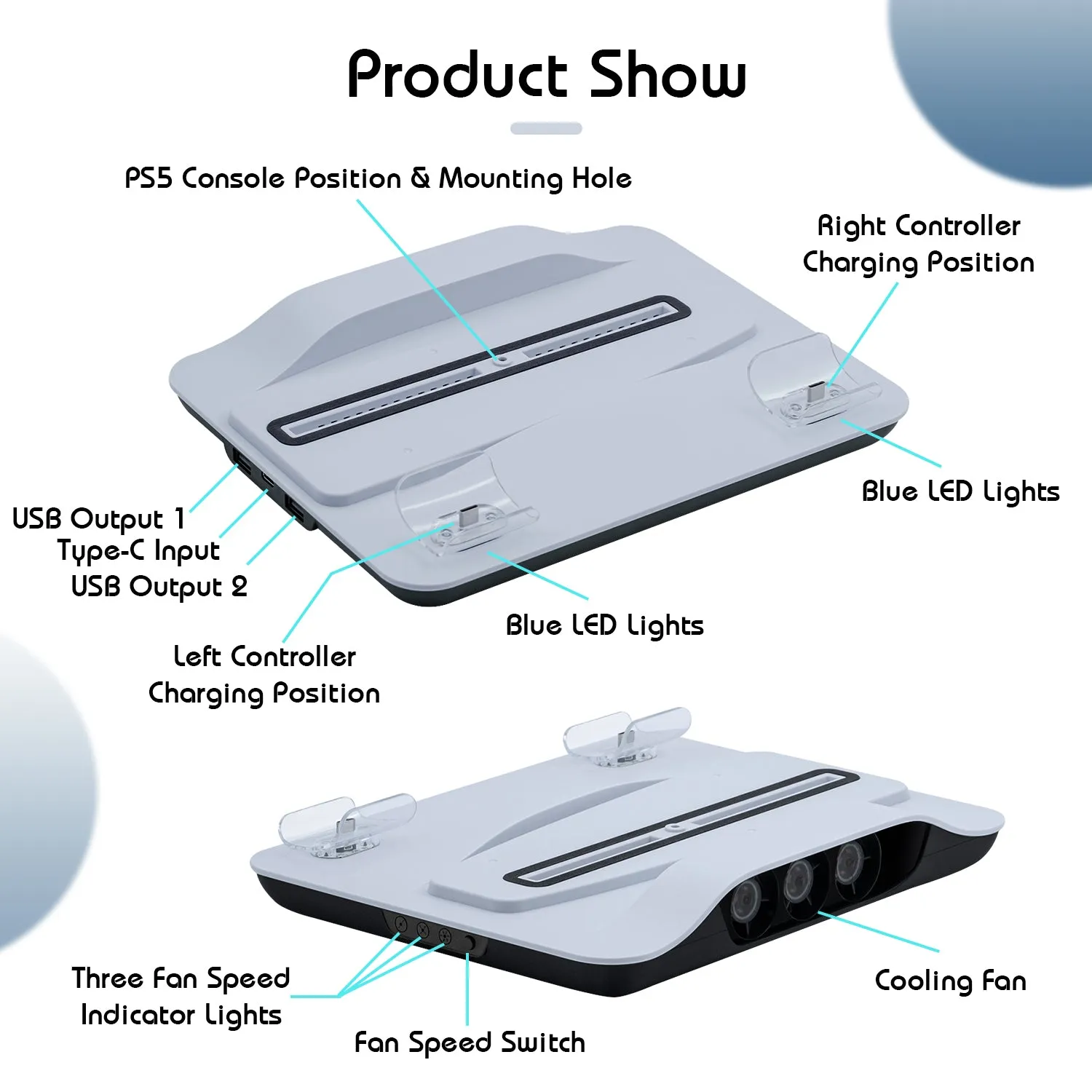 Multifunctional Cooling Stand with Charging for PS5 (TP5-05102)