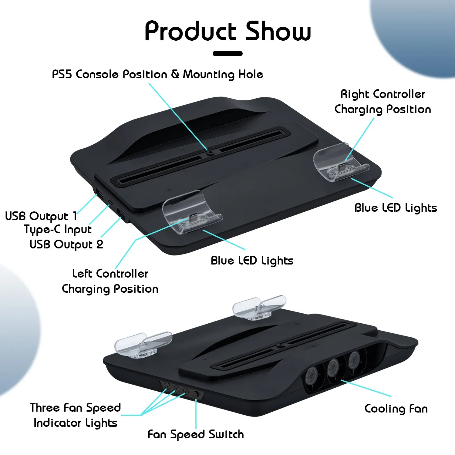 Multifunctional Cooling Stand with Charging for PS5 (TP5-05102)