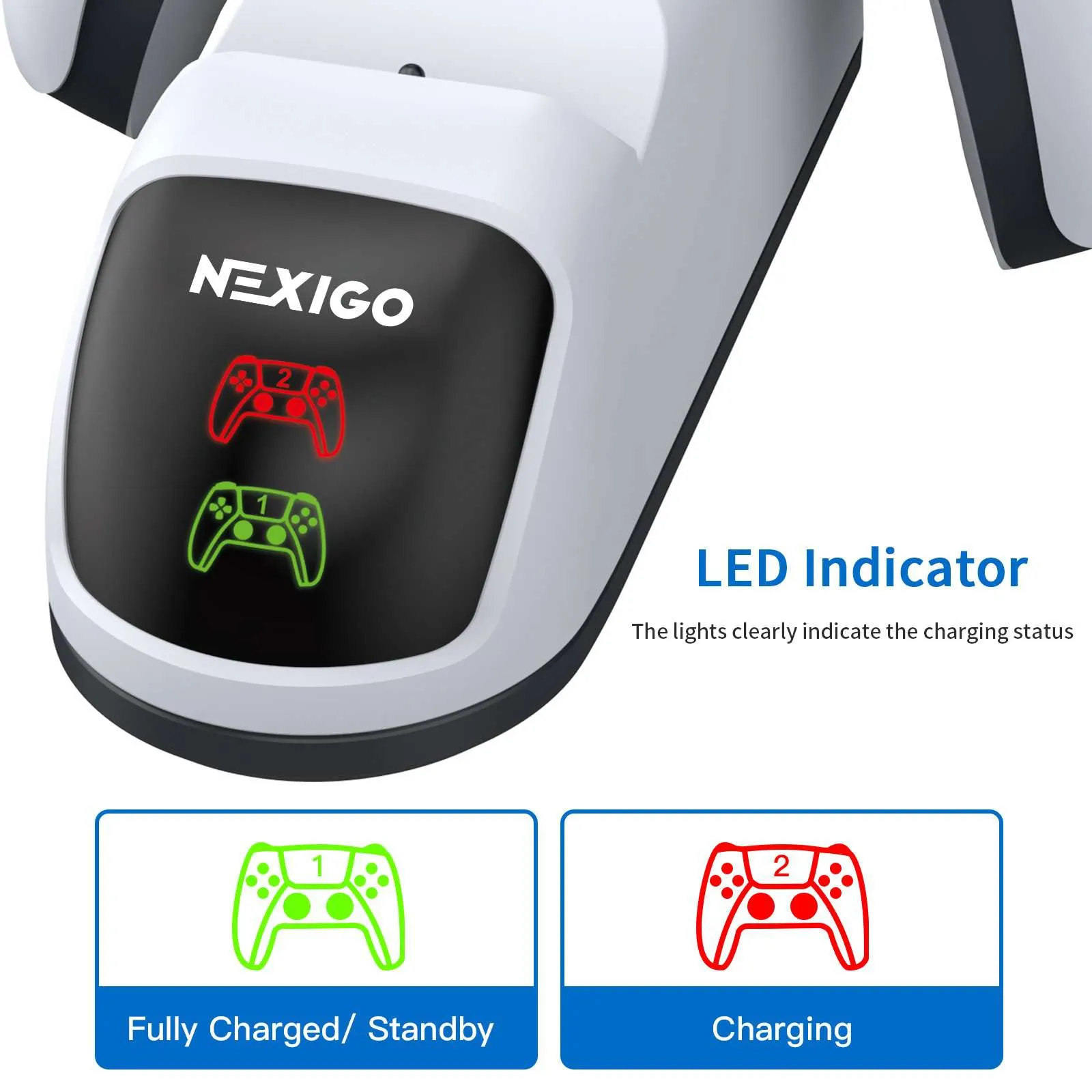 NexiGo PS5 Controller Charger with Grip &Trigger Kit