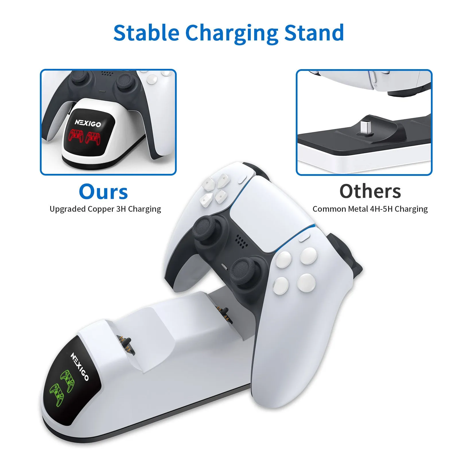 NexiGo PS5 Controller Charger with Grip &Trigger Kit