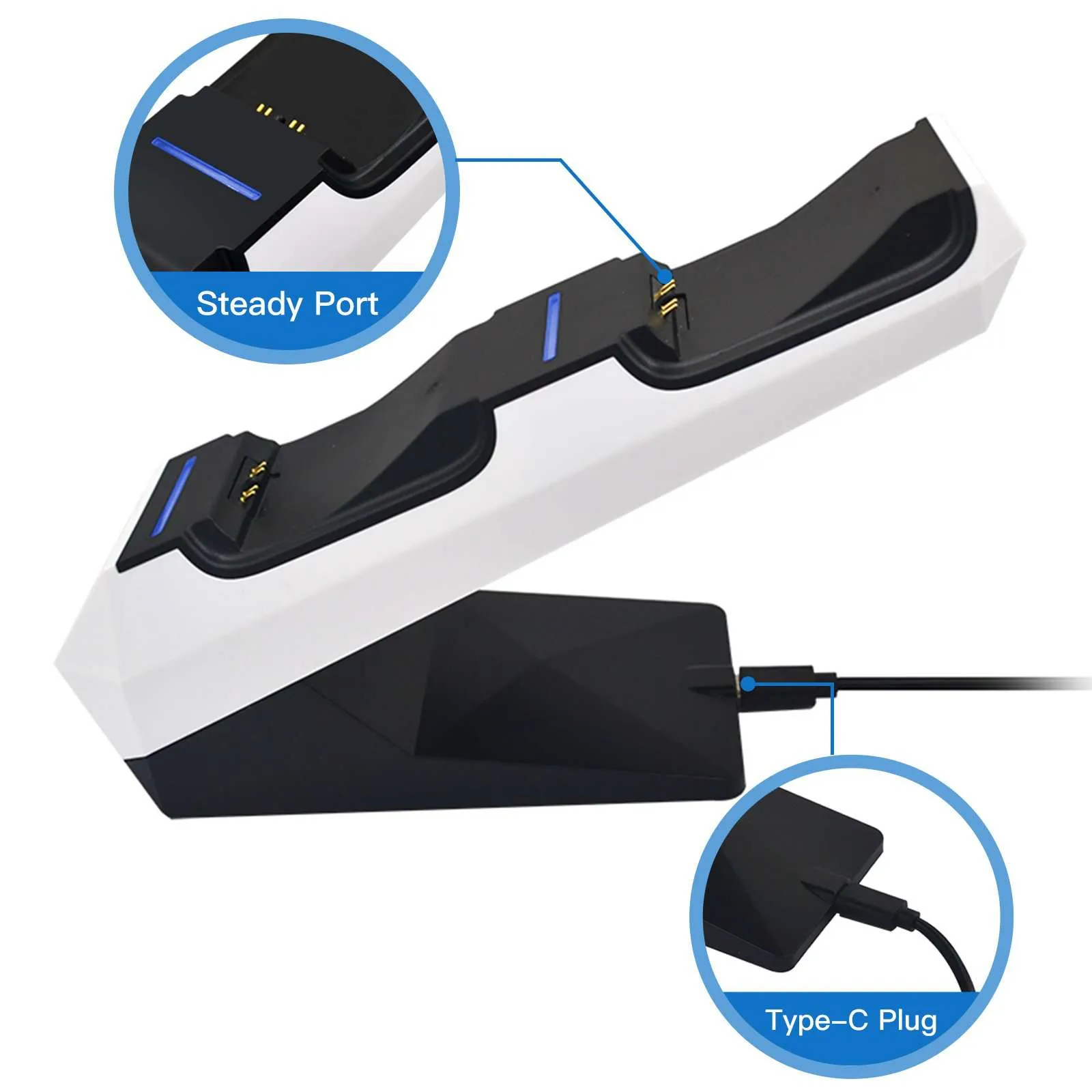 NexiGo PS5 Controller Charger with Thumb Grips