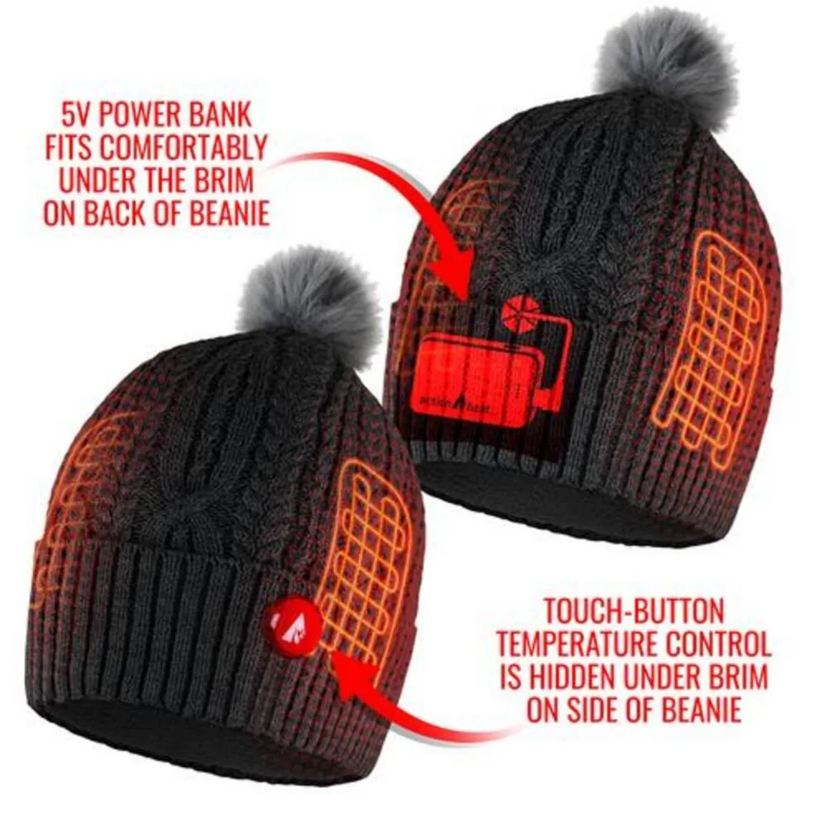 Open Box ActionHeat 5V Battery Heated Cable Knit Hat