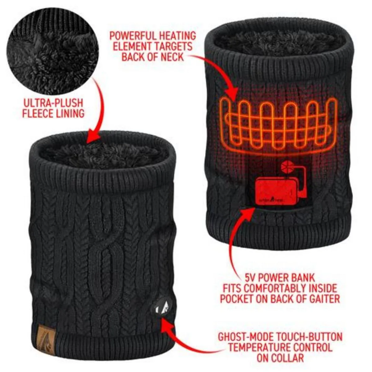 Open Box ActionHeat 5V Battery Heated Cable Knit Neck Gaiter