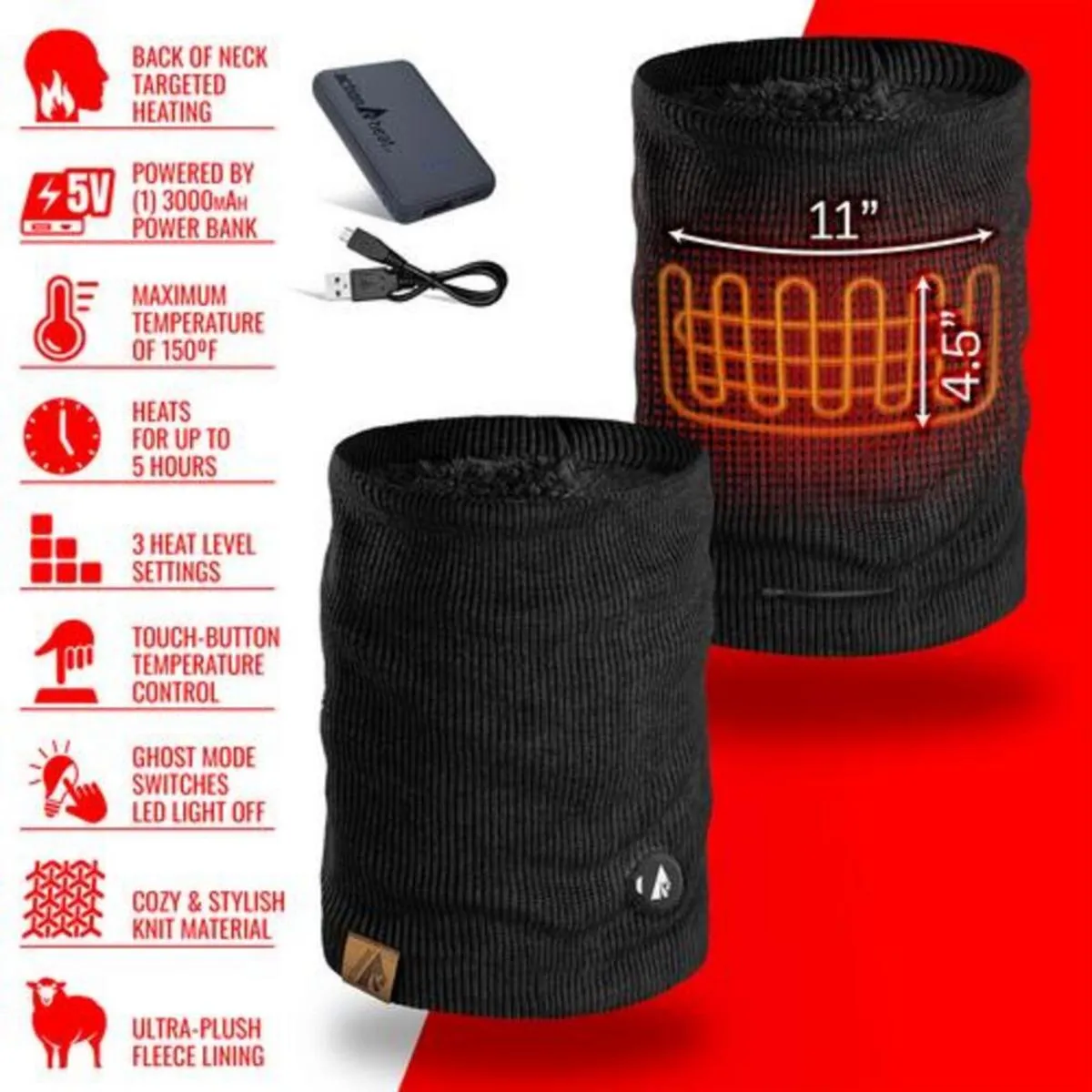 Open Box ActionHeat 5V Battery Heated Knit Gaiter
