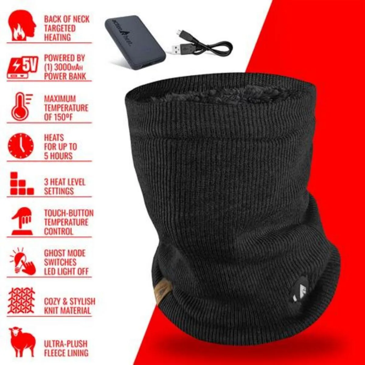 Open Box ActionHeat 5V Battery Heated Knit Gaiter