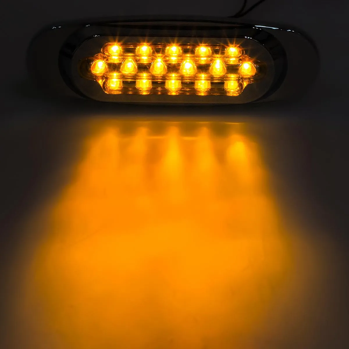 Partsam 10Pcs 6.5 Inch Clear Lens Amber Led Oval Marker Light 16 Diodes Sealed Flush Mount Led Side Marker Lights Turn Signal Lights Cab Panel Lights Replacement for Kenworth/Peterbilt