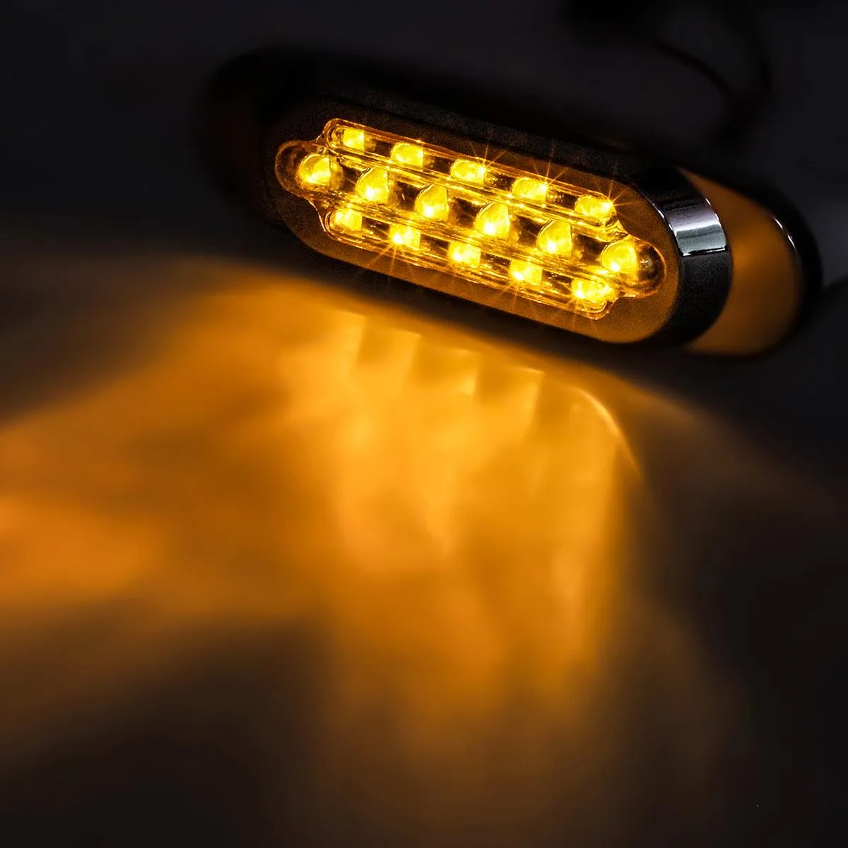 Partsam 10Pcs 6.5 Inch Clear Lens Amber Led Oval Marker Light 16 Diodes Sealed Flush Mount Led Side Marker Lights Turn Signal Lights Cab Panel Lights Replacement for Kenworth/Peterbilt