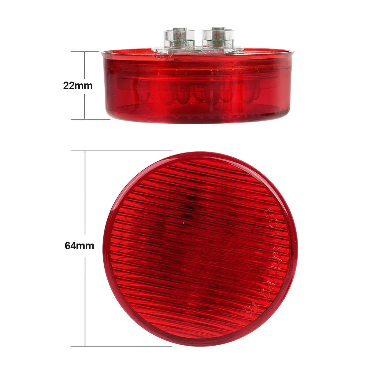 Partsam 10x 2.5" Round Side Marker light Clearance 13 Diodes Universal Use Sealed Red, 2.5 round led marker lights, 2.5 round led clearance lights, 2.5 round led trailer lights