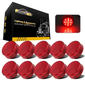 Partsam 10x 2.5" Round Side Marker light Clearance 13 Diodes Universal Use Sealed Red, 2.5 round led marker lights, 2.5 round led clearance lights, 2.5 round led trailer lights