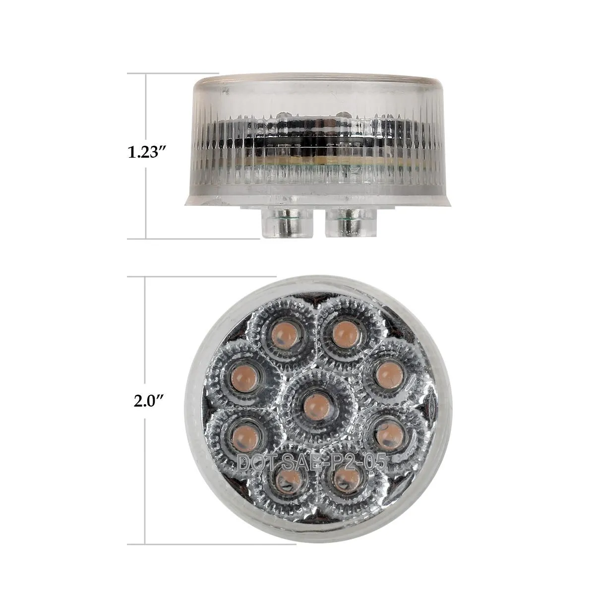 Partsam 20) 2in. Round Side Marker LED Truck Lights Clearance 9 Diodes Reflector Trailer, Sealed Clear/Amber 2" Round LED Trailer Side Marker Lights, Miro-Reflex faceted reflector design