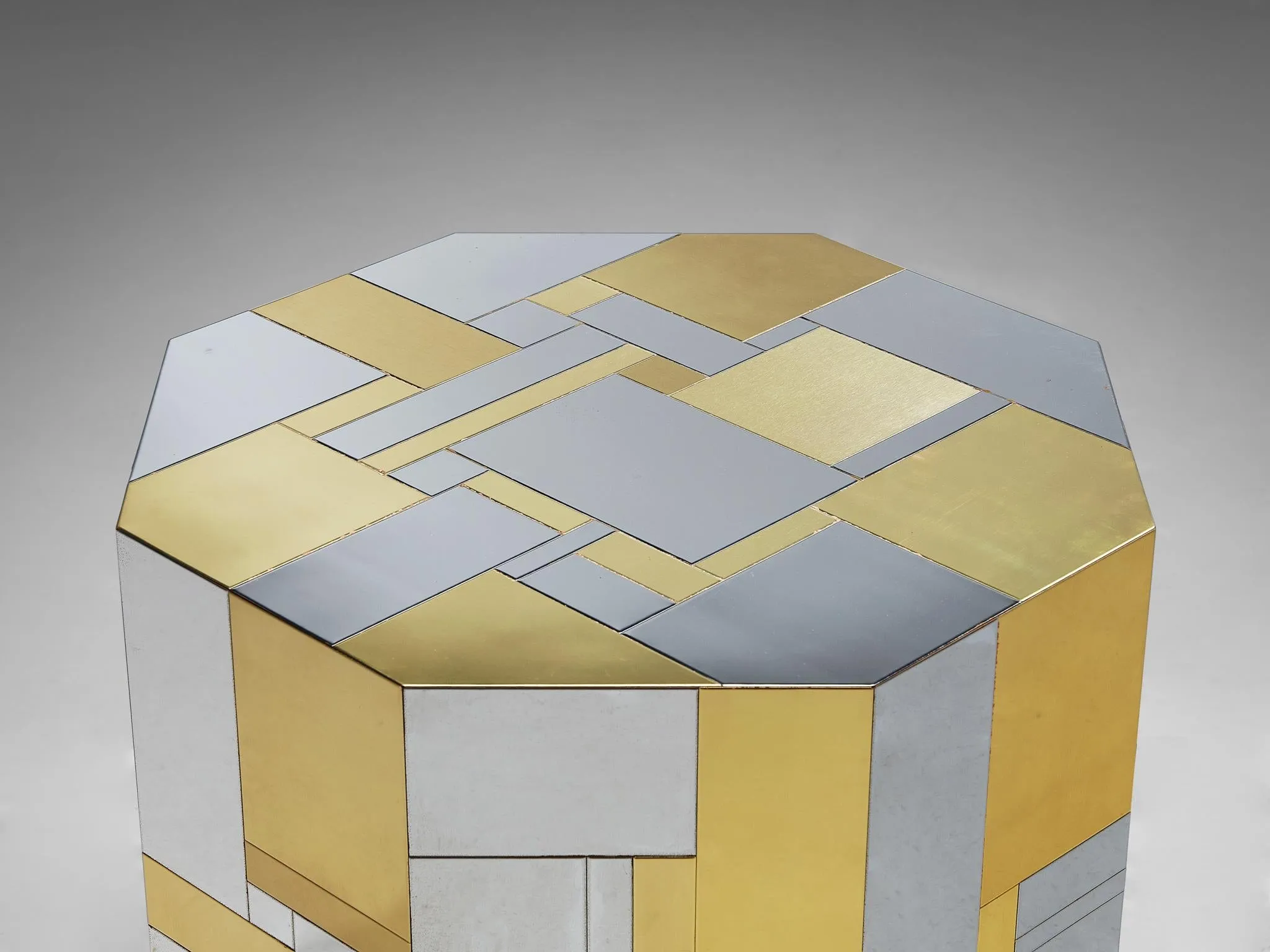 Paul Evans for Directional 'Cityscape' PE200 Side Table Steel and Brass