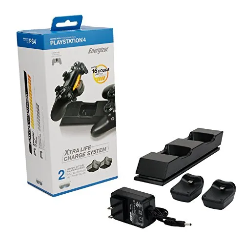 PDP Energizer 2X Extra Life Charge System For PS4, Officially Licensed By Energizer   2x Energizer PS4 Recharger Packs Included (Up to 16 Hours Game Play)