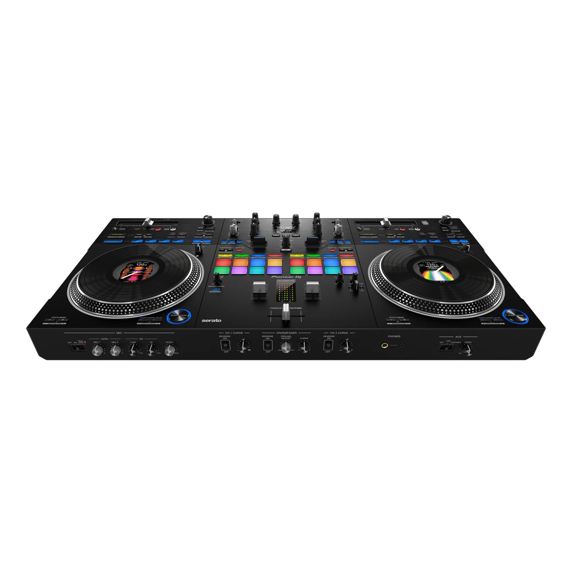 Pioneer DJ Scratch-Style 2-Channel Professional DJ Controller for Serato DJ Pro, Professional DJ Equipment Audio Interface Mixer - Black (DDJ-REV7)