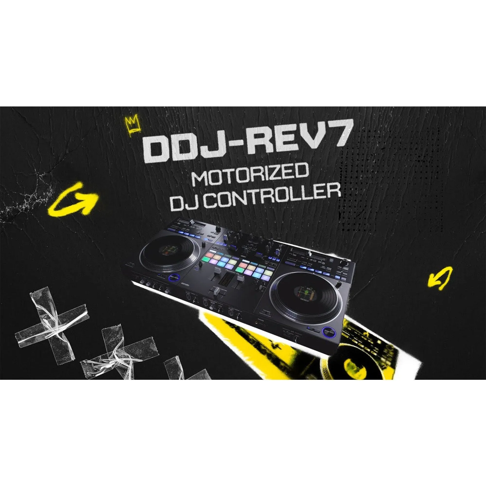 Pioneer DJ Scratch-Style 2-Channel Professional DJ Controller for Serato DJ Pro, Professional DJ Equipment Audio Interface Mixer - Black (DDJ-REV7)