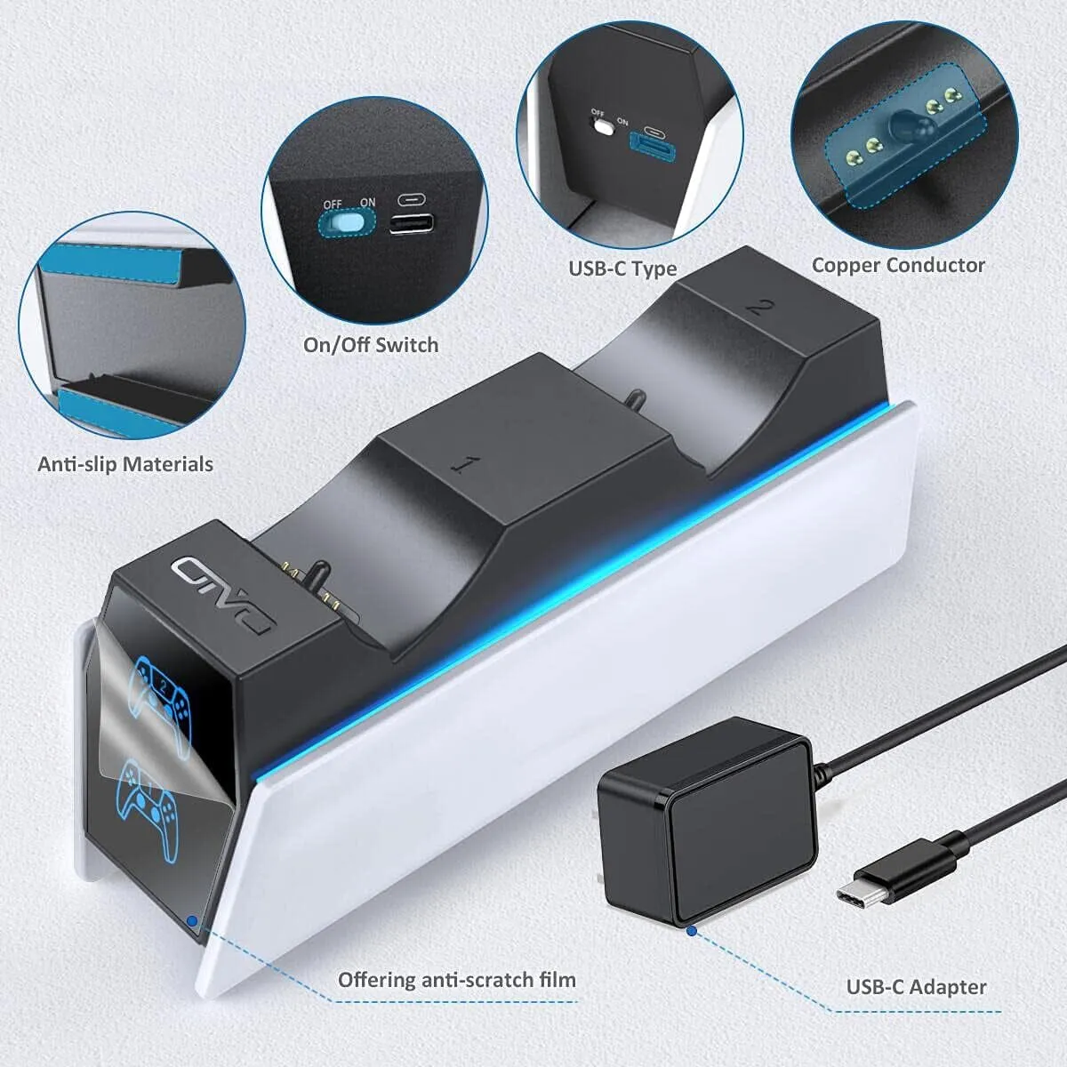 PS5 Controller Charger Station with Fast Charging AC Adapter 5V/3A  (Refurbished)