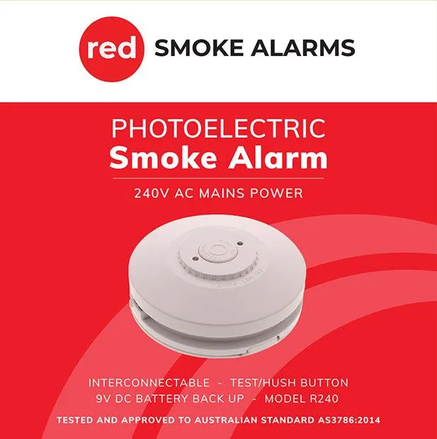 R240 240v Smoke Alarm with 9v Battery Back-Up