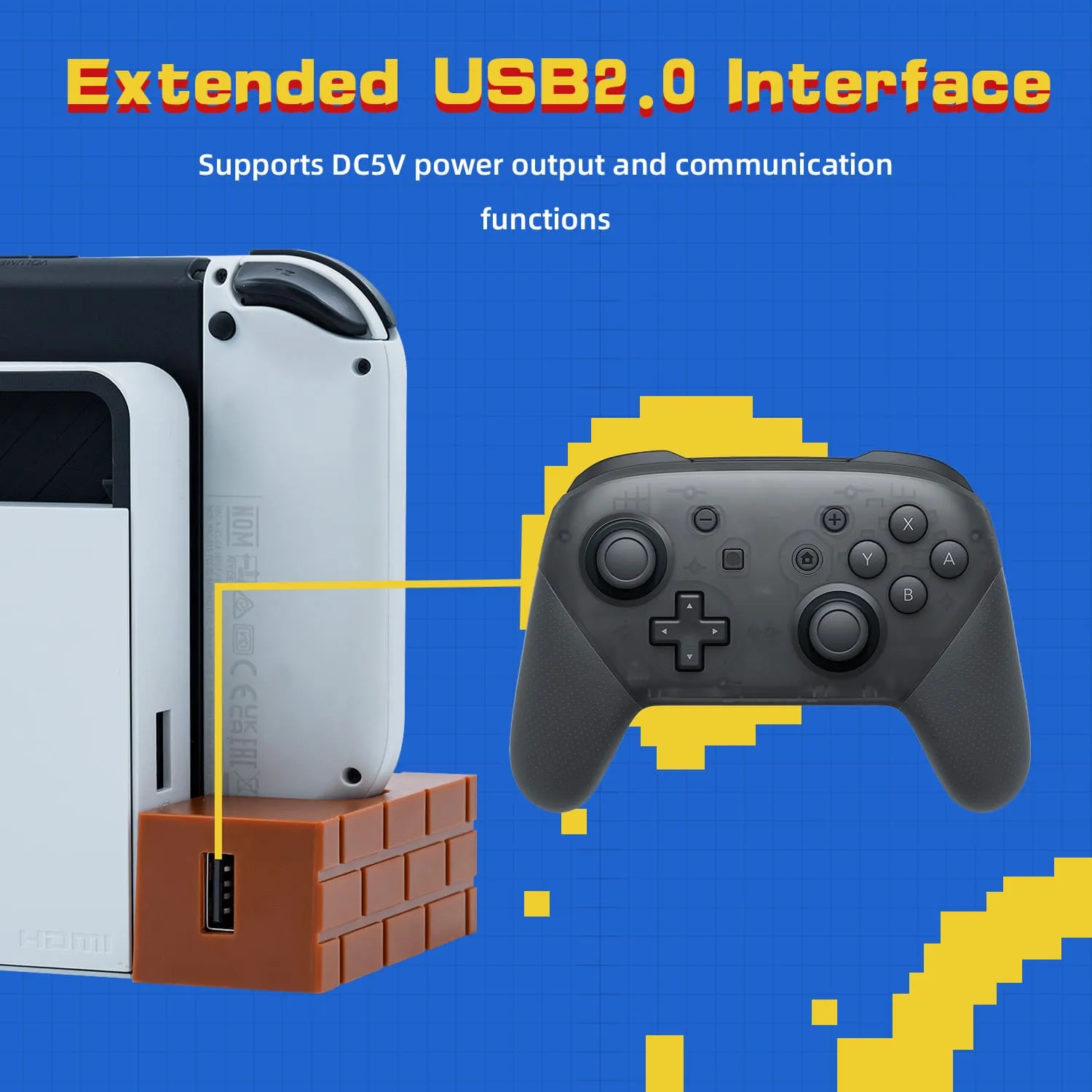 Red Brick Charging Dock with 8 Game Card Slots for Nintendo Switch/Switch OLED Joy-Cons (HS-SW488)