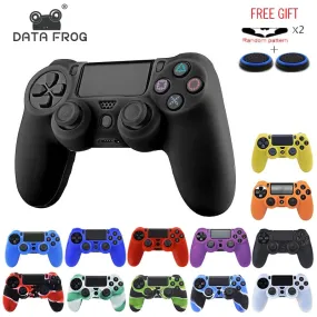 Soft Flexible Cover Silicone Case Protection Skin For Playstation 4 PS4 Pro Slim with LED Light Bar Sticker 2 pcs Grip  led Skin