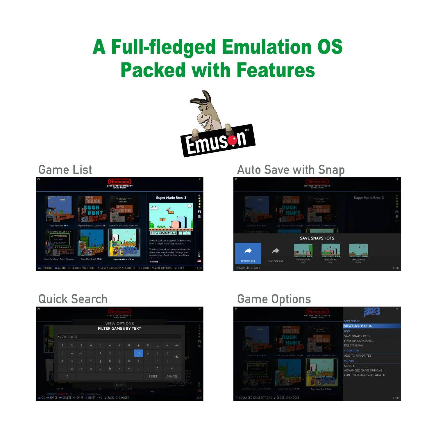 Sonicon EmuSon Emulation Board, Mini Computer w/ 148 Emulators Preloaded, RetroPie ROM Downloader for Arcade Cabinet Retro Gaming
