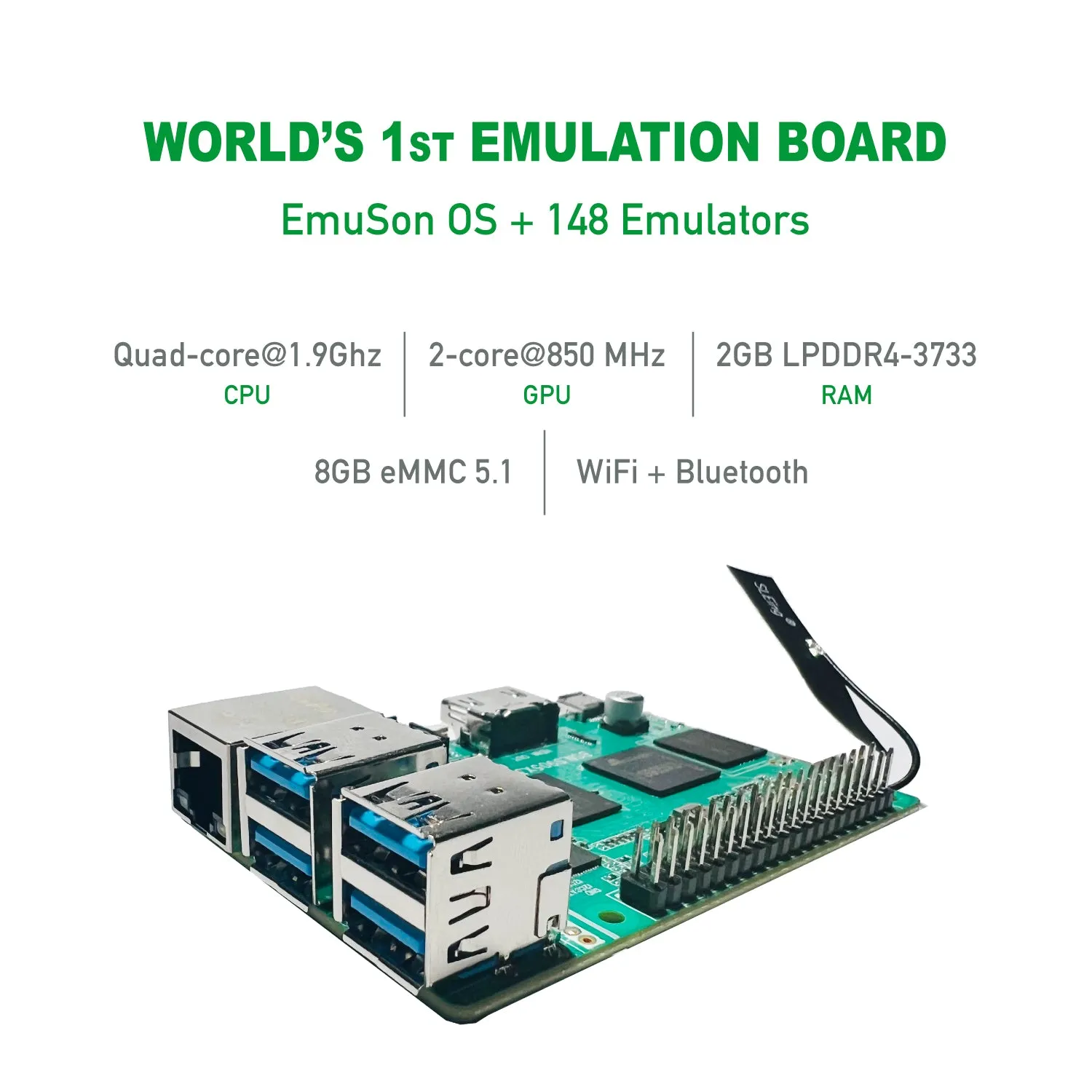Sonicon EmuSon Emulation Board, Mini Computer w/ 148 Emulators Preloaded, RetroPie ROM Downloader for Arcade Cabinet Retro Gaming